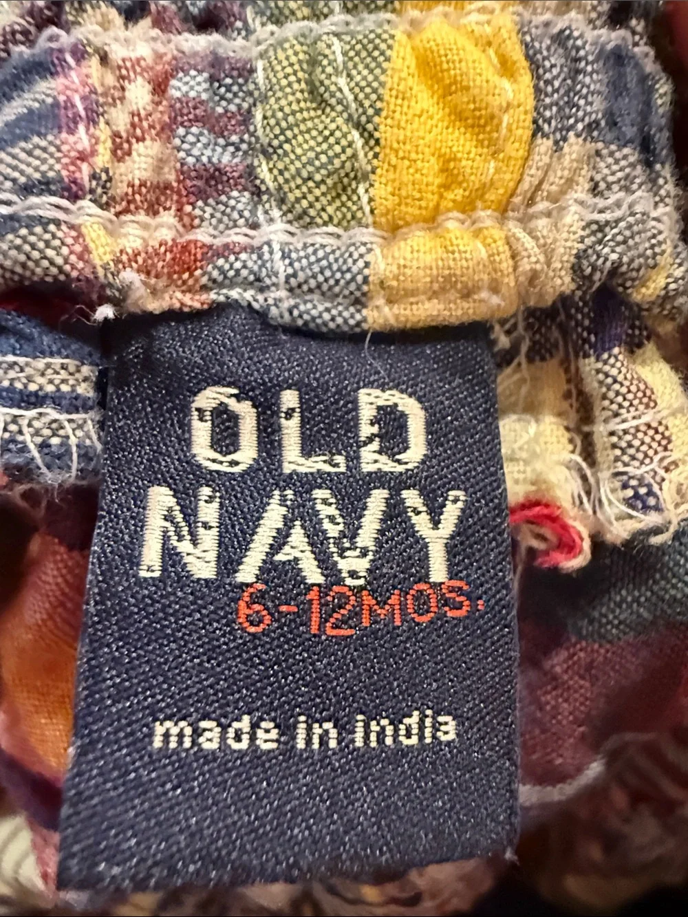 NWT Old Navy Madras -  Plaid Patchwork pants- Multicolor 6-12 months